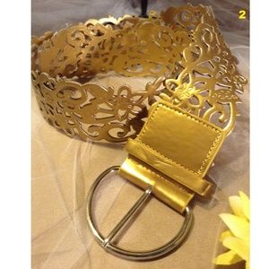 Golden Faux Leather Belt 2